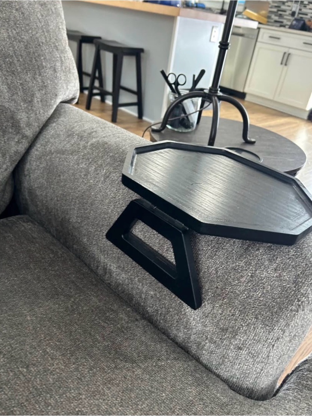 2 Black Octagonal Couch Arm Trays